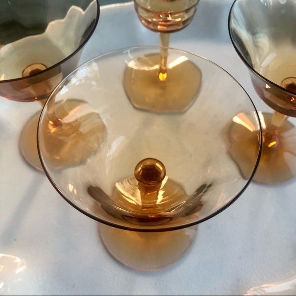 📌$20! Vintage Amber Stemware - 4 pcs Add to your collection - Picture 3 of 6